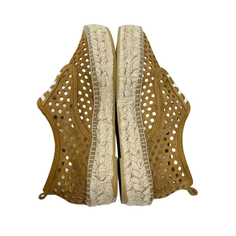 Loeffler Randall Tan Perforated Suede Espadrille Sneakers Women's EU 38/US 7.5